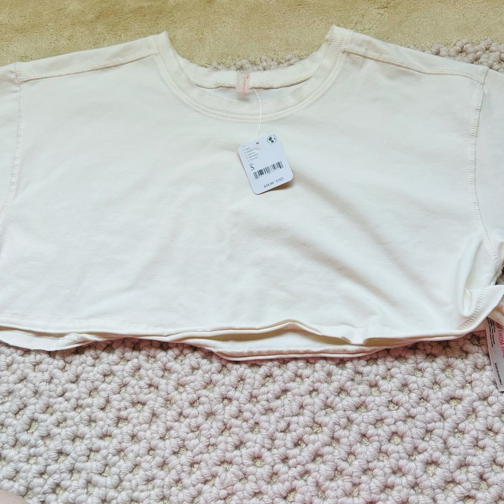 NWT Free People FP Movement Crop Sweatshirt Ivory Size Small - Picture 4 of 8